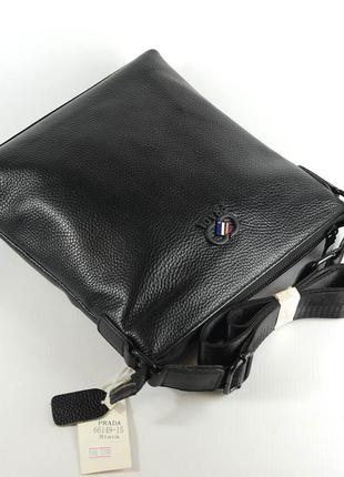 Чоловіча маленька сумка з натуральної шкіри чорна шкіряна сумочка планшетка через плече3 фото