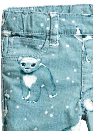 Вельветовые брюки трегинсы h&m теплые штаны вельветы с рисунком на девочку2 фото