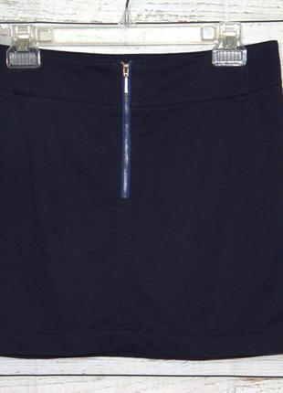 Крутая трикотажная юбка темно-синего цвета3 фото