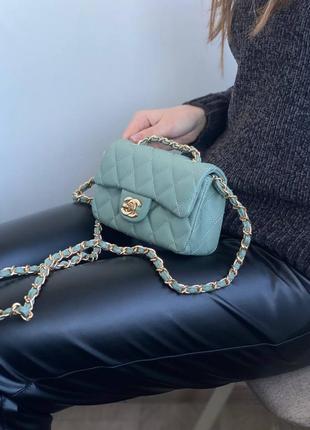 Женская сумка-клатч в стиле chanel mini mint10 фото