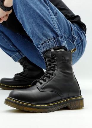 Мужские высокие кожаные ботинки на меху мартинсы (натуральная кожа, мех)dr martens