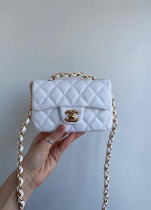 Женская сумка-клатч в стиле chanel mini white2 фото