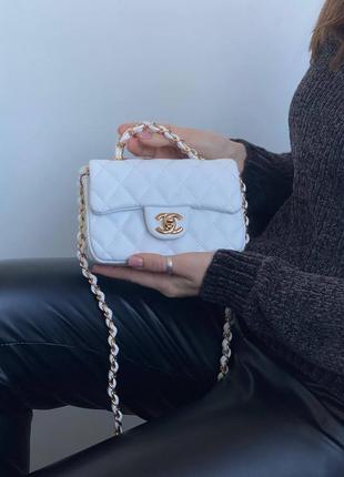 Женская сумка-клатч в стиле chanel mini white1 фото