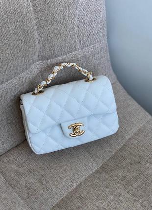 Женская сумка-клатч в стиле chanel mini white7 фото