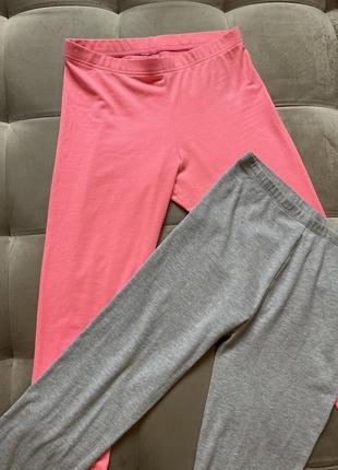 Вкорочені легінси бриджі спортивні або домашні рожеві та сірі2 фото