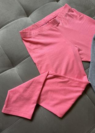 Вкорочені легінси бриджі спортивні або домашні рожеві та сірі4 фото