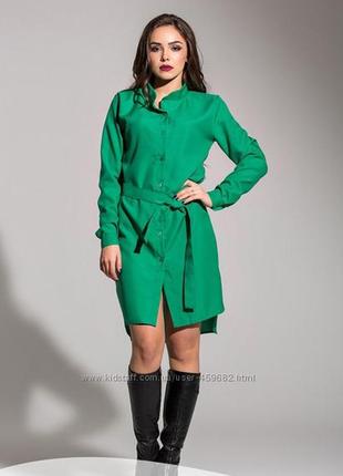 Модное платье-рубашка, новое, размер м цвет зеленый