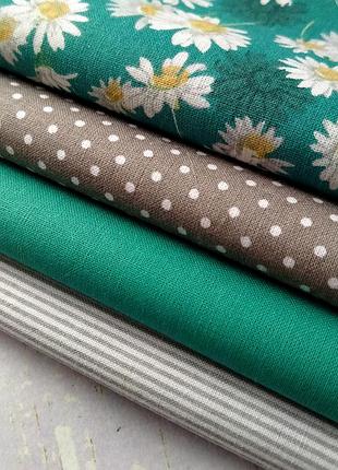 Набір бавовни для рукоділля з 4шт бірюзова ромашка