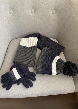 Зимовий комплект шапка,шарф,рукавички 116-122