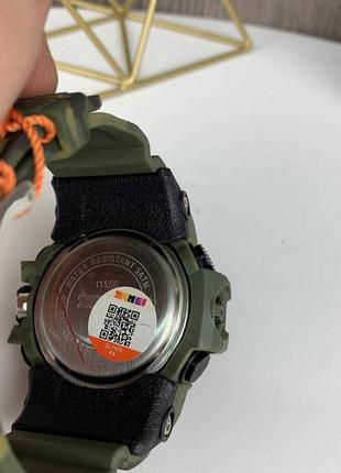 Чоловічі спортивні наручний годинник skmei 1155 електронні з підсвічуванням, армійські камуфляжні годинник з будильником7 фото