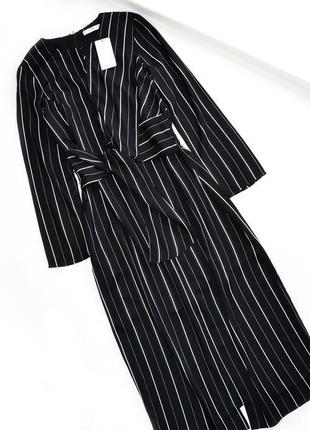 Чорне віскозне плаття в смужку mango3 фото