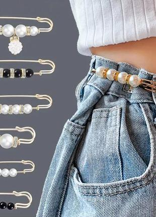 Стильная брошь булавка под жемчуг