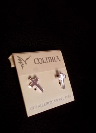 Серьги крестики, элитная бижутерия karpinski, серебристые