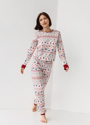 Жіноча бавовняна піжама з новорічним принтом nicoletta туреччина, хлопковая женская пижама