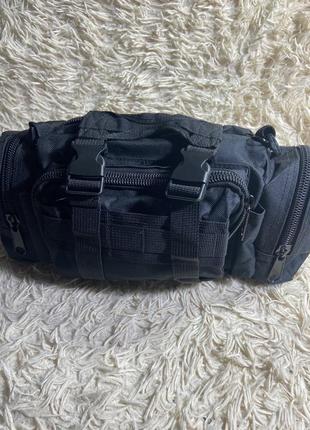 Сумка поясна тактична чорна 6 л 30*18*8 см