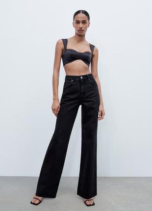 Длинные джинсы свободного кроя, широкие wide leg джинсы zara zw premium 90s full length