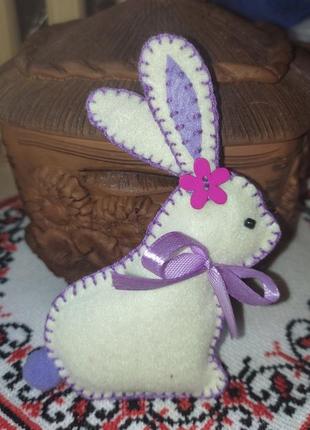 Кролик зайчик розвиваюча іграшка декор ялинкова прикраса фетр1 фото
