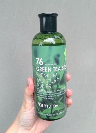 Тонер для обличчя з насінням зеленого чаю farmstay 76 green tea seed premium 350 мл2 фото