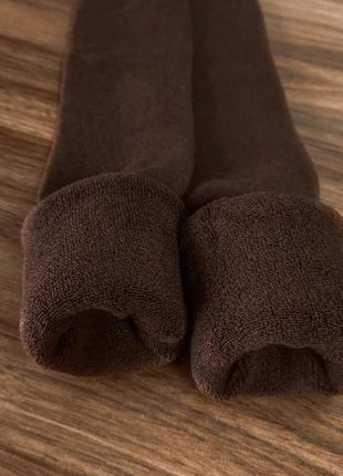 Зимові панчохи з махрою дуже теплі за коліно гольфи коричневі заколінки з флісом3 фото