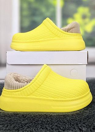 Калоші без задника сабо на хутрі дитячі dago style жовті