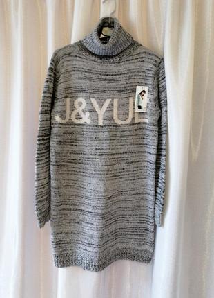 Вязаный свитер туника платье с горловиной размер оверсайз 44-58 на размеры 44-48 будет как платье мо8 фото
