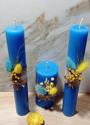 Ароматичні декоративні свічки, свічки з сухоцвітами, набір декоративних свічок2 фото