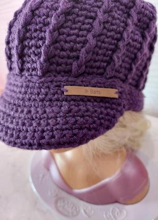 В'язана, демісезонна шапка, кепка barts фіолетового кольору 545 фото