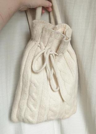 Рюкзак вязаный из шерсти (цвет слоной кости)