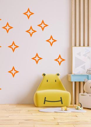 Набор наклеек на стену в детскую комнату "оранжевые звезды"1 фото