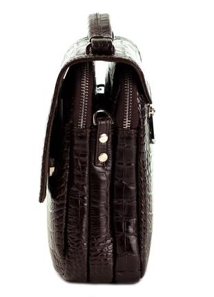Мужская вертикальная сумка барсетка karya 0795-57 кожаная коричневая3 фото
