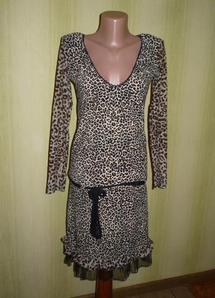 Женское леопардовое платье с поясом р.м/l6 фото