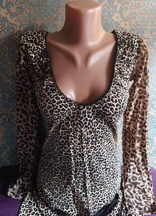 Красивое женское платье леопардовый принт с длинным рукавом р.44/462 фото