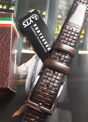 Ремень пояс мужской кожаный классический коричневый