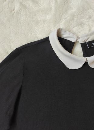 Черная белая блуза стрейч с имитацией рубашки белая рубашка с воротником рукавами реглан обманка6 фото