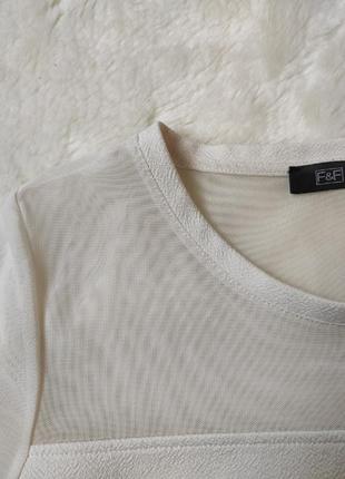 Белая блуза футболка с сеткой сверху прозрачные плечи рукава стрейч короткими рукавами8 фото