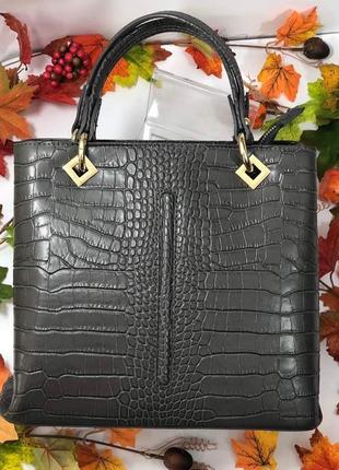 Жіноча шкіряна сумка італія сіра сумка