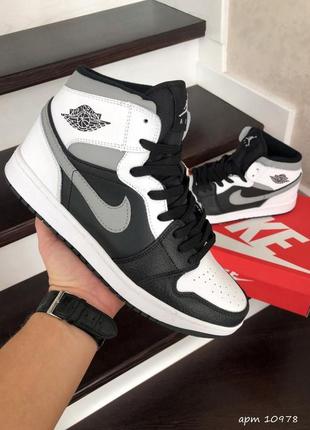 Крлсівки nike air jordan 1 retro white black grey