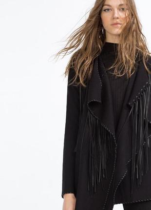 Кардиган з бахромою чорний кофта світер асиметричний хвости
