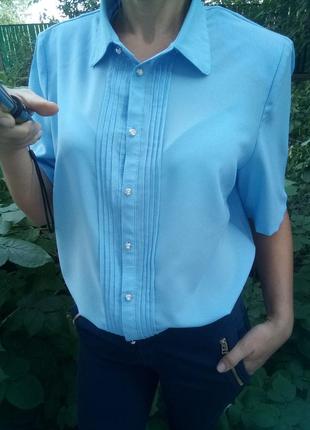 Стилььная рубашка с красивыми пуговицами в небесно голубом цвете sensia раз. xxl-xxxl3 фото