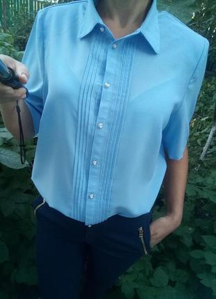 Стилььная рубашка с красивыми пуговицами в небесно голубом цвете sensia раз. xxl-xxxl
