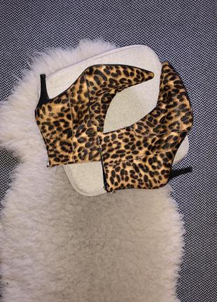 Киттен хил леопардовые анимал сапоги ботинки каблук шпилька ворс шерсть3 фото