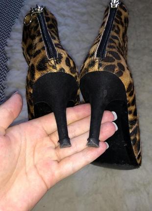 Киттен хил леопардовые анимал сапоги ботинки каблук шпилька ворс шерсть8 фото