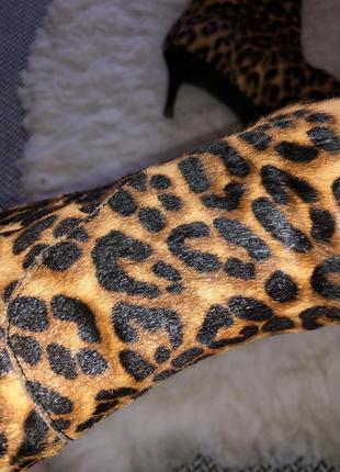 Киттен хил леопардовые анимал сапоги ботинки каблук шпилька ворс шерсть7 фото
