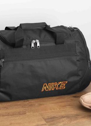 Мужская спортивная сумка дорожная найк nike orange черная для поездок и тренировок вместительная8 фото