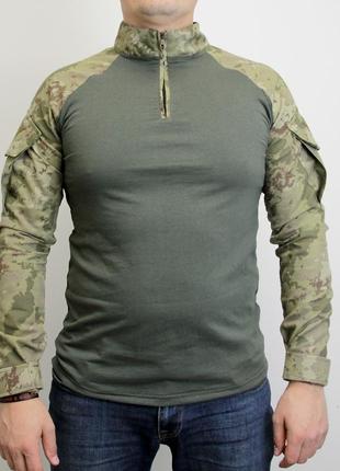 Бойова сорочка убакс (розмір м) тактична футболка з довгим рукавом ubacs чоловіча армійська кофта з замком олива + мультикам убокс1 фото
