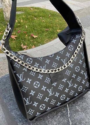 Жіноча міні сумочка на плече у стилі луї вітон з ланцюжком, сумка клатч екокожа чорний