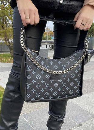 Жіноча міні сумочка на плече у стилі луї вітон з ланцюжком, сумка клатч екокожа чорний7 фото