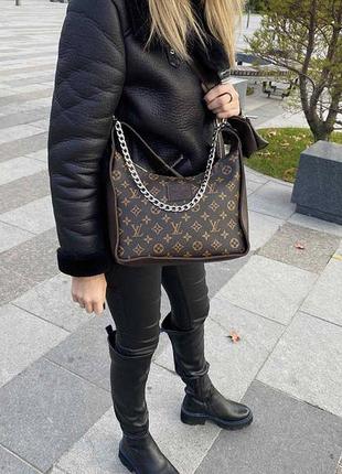 Жіноча міні сумочка на плече у стилі луї вітон з ланцюжком, сумка клатч екокожа коричневий10 фото