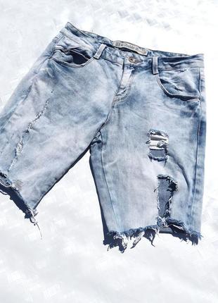 Джинсові світлі діряві бриджі шорти zara з кишенями