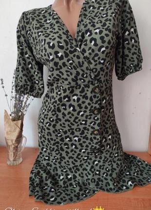 Трендова сукня леопардова кольору хакі